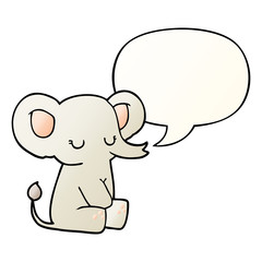 cartoon elephant and speech bubble in smooth gradient style