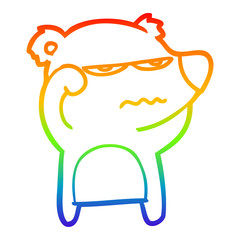 rainbow gradient line drawing angry bear polar cartoon