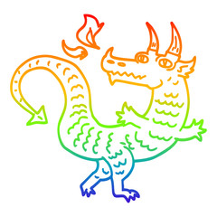 rainbow gradient line drawing cartoon magical dragon