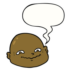 cartoon bald man and speech bubble