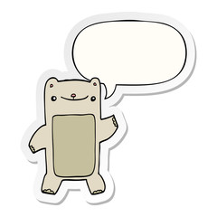 cartoon teddy bear and speech bubble sticker