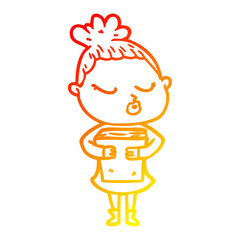 warm gradient line drawing cartoon calm woman