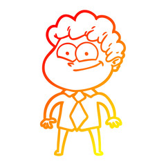 warm gradient line drawing cartoon happy man
