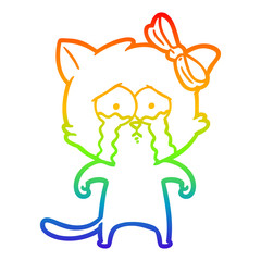 rainbow gradient line drawing cartoon cat