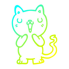 cold gradient line drawing cartoon cat