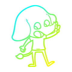 cold gradient line drawing cute cartoon elephant