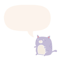 cartoon cat and speech bubble in retro style