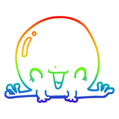 rainbow gradient line drawing cartoon frog