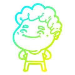 cold gradient line drawing cartoon friendly man