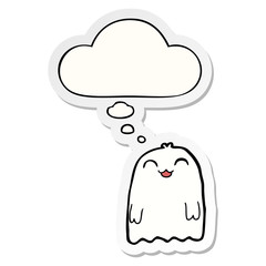 cartoon ghost and thought bubble as a printed sticker