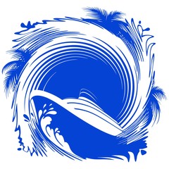 Cruise Ship Vector Logo Design isolated on white