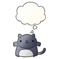 Obraz premium cartoon cat and thought bubble in smooth gradient style