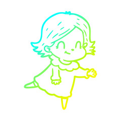 cold gradient line drawing cartoon friendly girl