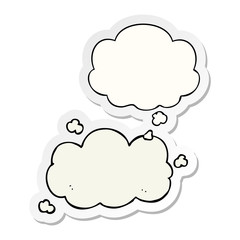 cartoon cloud and thought bubble as a printed sticker