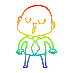 rainbow gradient line drawing happy cartoon bald man