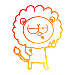 warm gradient line drawing cartoon bored lion