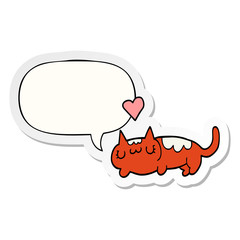 cartoon cat and speech bubble sticker