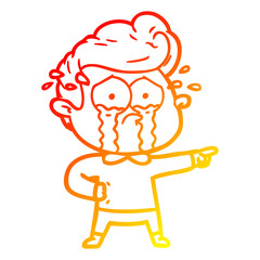 warm gradient line drawing cartoon crying man