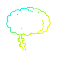 cold gradient line drawing cartoon brain