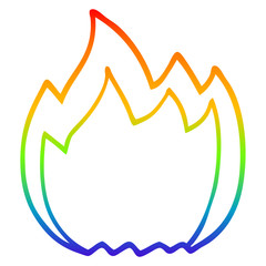 rainbow gradient line drawing cartoon open flame