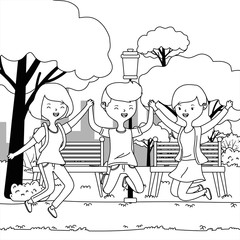 Teenager boy and girls cartoons design