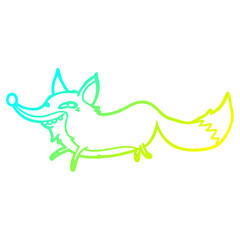 cold gradient line drawing cute cartoon sly fox