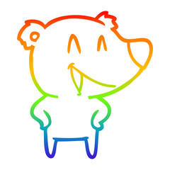 rainbow gradient line drawing laughing bear cartoon