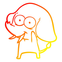 warm gradient line drawing happy cartoon elephant