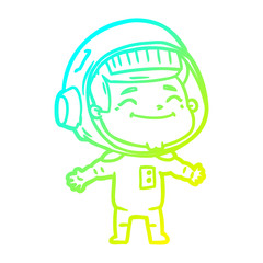 cold gradient line drawing happy cartoon astronaut