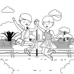 Teenager boy and girl cartoon design