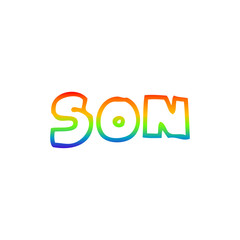rainbow gradient line drawing cartoon word son