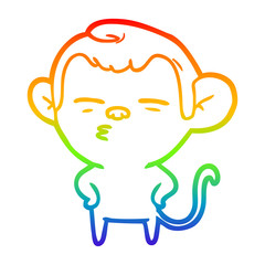 rainbow gradient line drawing cartoon suspicious monkey