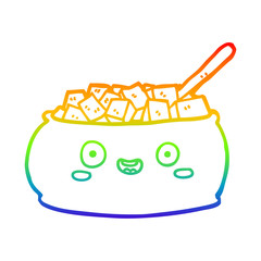 rainbow gradient line drawing cute cartoon bowl of sugar