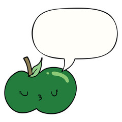 cartoon cute apple and speech bubble