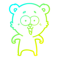 cold gradient line drawing laughing teddy  bear cartoon