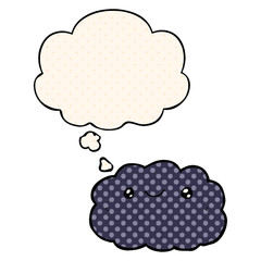 cartoon cloud and thought bubble in comic book style