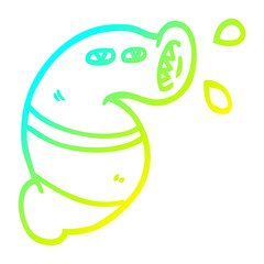 cold gradient line drawing cartoon monster leech