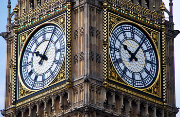 Fototapeta na wymiar Big Ben Clock Tower, close-up, London, England, UK