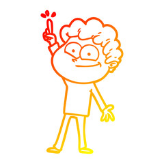 warm gradient line drawing cartoon happy man