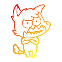 warm gradient line drawing cartoon grinning fox