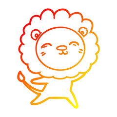 warm gradient line drawing cartoon lion