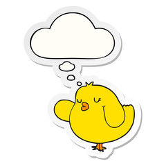 cartoon bird and thought bubble as a printed sticker