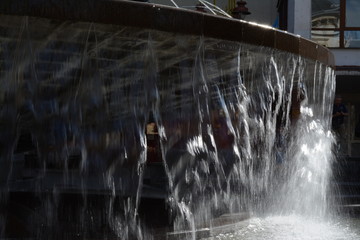 City fountain in hot summer