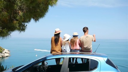 Summer car trip and young family on vacation
