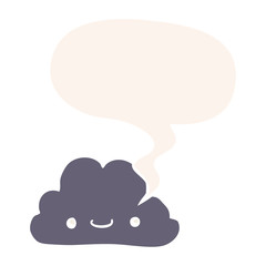 cute cartoon cloud and speech bubble in retro style