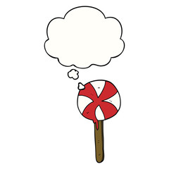 cartoon lollipop and thought bubble