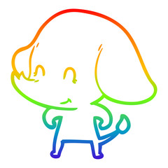 rainbow gradient line drawing cute cartoon elephant