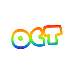rainbow gradient line drawing cartoon month of october