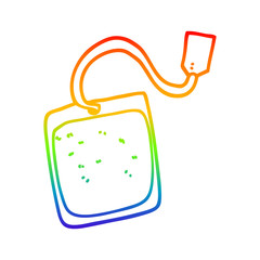 rainbow gradient line drawing cartoon tea bag