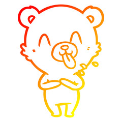 warm gradient line drawing rude cartoon bear